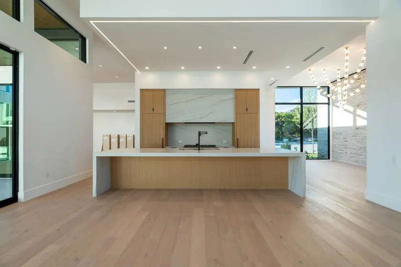 Kitchen island photographed for a move-in condition report